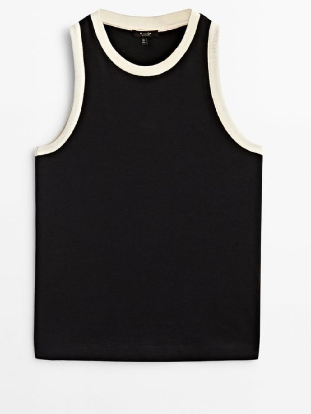Massimo Dutti Black Tank with Cream Trim two tone
